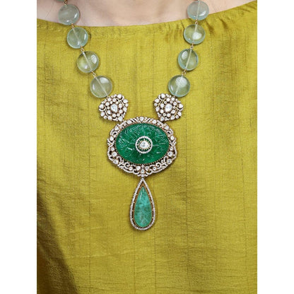 Joules By Radhika Verdant Oval Medallion Necklace Set