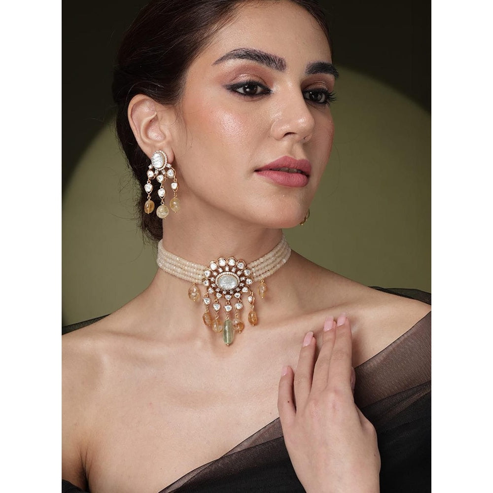 Joules By Radhika Multi-Strand Pearl & Citrine Necklace Set