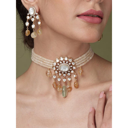 Joules By Radhika Multi-Strand Pearl & Citrine Necklace Set