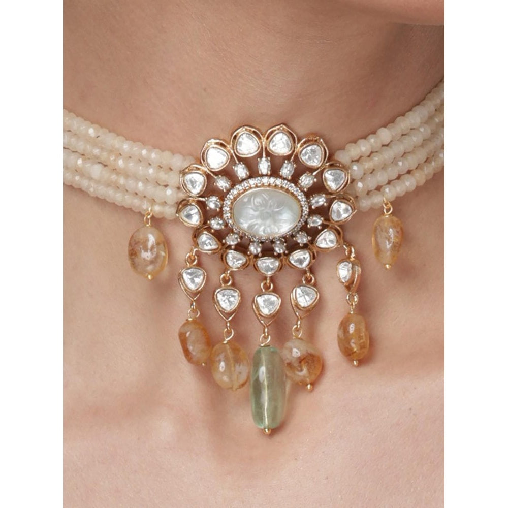 Joules By Radhika Multi-Strand Pearl & Citrine Necklace Set