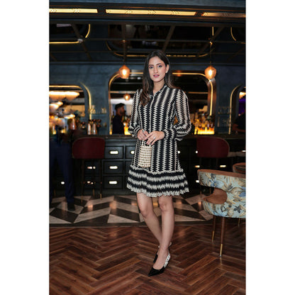 Juhi Nanda Zig Zag Crochet Lace Dress