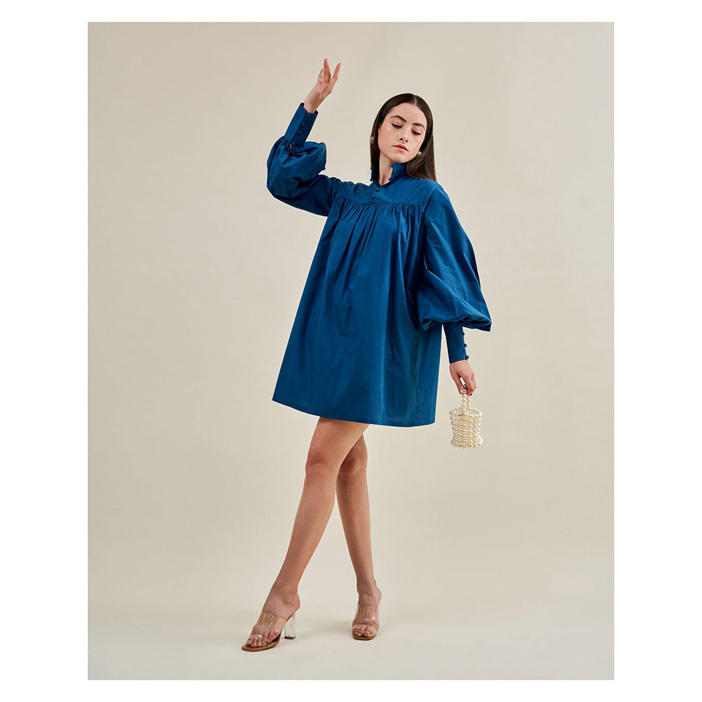 Juhi Nanda Blue Balloon Sleeve Dress