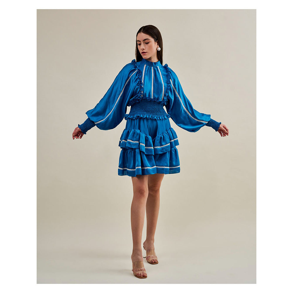 Juhi Nanda Victorian Satin Dress With Lace