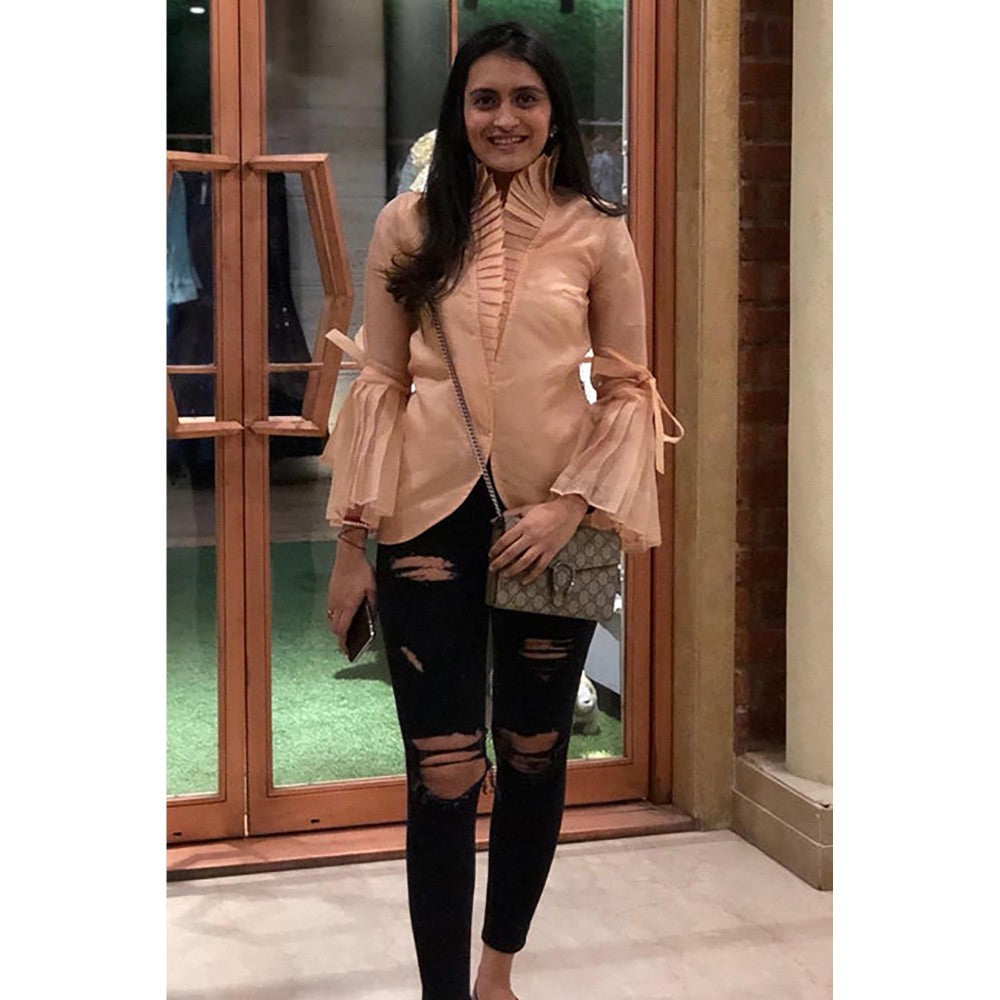 JUHI NANDA Victorian Organza Peach Top