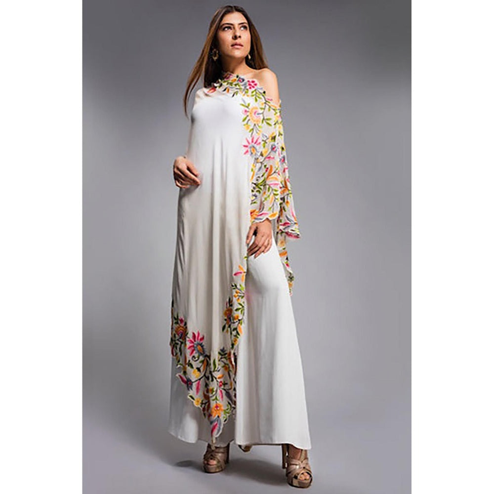 JUHI NANDA One Shoulder White Long Cape