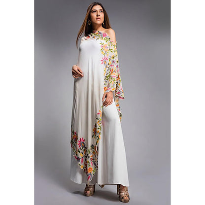 JUHI NANDA One Shoulder White Long Cape