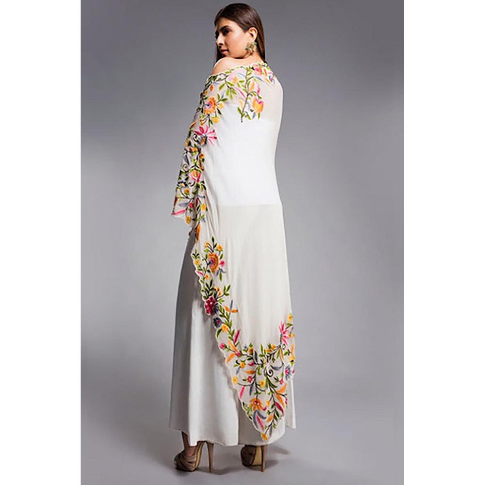 JUHI NANDA One Shoulder White Long Cape