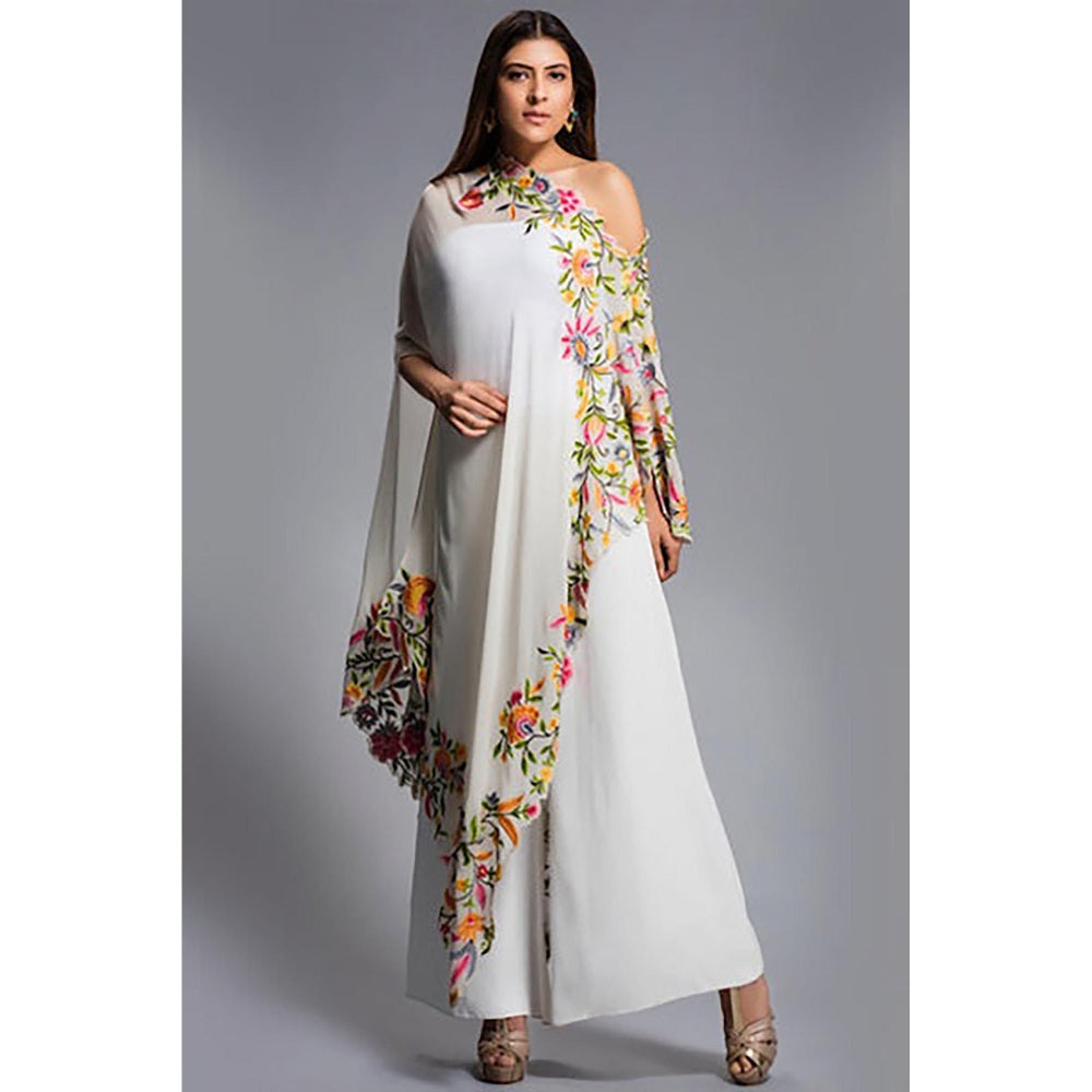 JUHI NANDA One Shoulder White Long Cape
