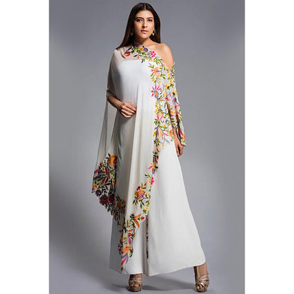 JUHI NANDA One Shoulder White Long Cape
