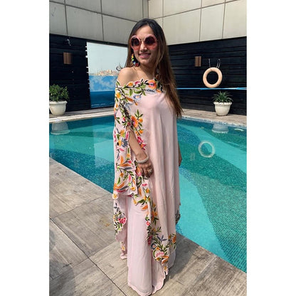 JUHI NANDA One Shoulder White Long Cape