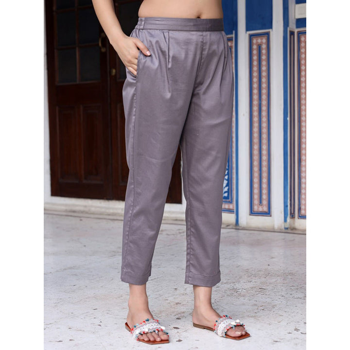 Juniper Grey Solid Lycra Women Drawstring Pants With Single Side Pocket