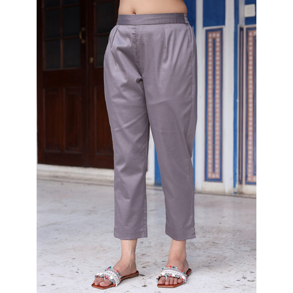 Juniper Grey Solid Lycra Women Drawstring Pants With Single Side Pocket