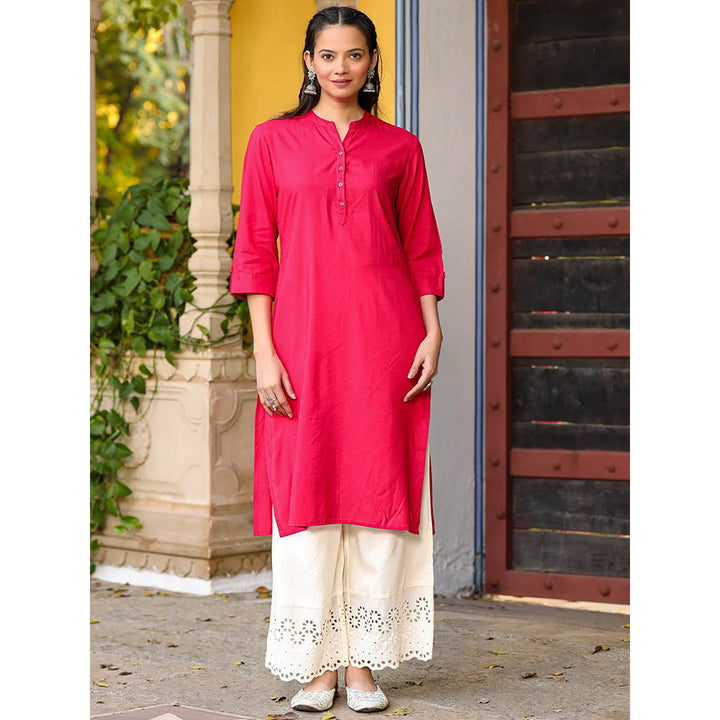 Juniper Pink Solid Modal Rayon Kurta With Straight Silhouette