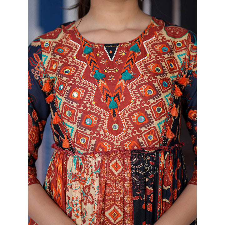 Juniper Womens Multi Colored Ethnic Motif Printed Cotton Peplum Tunic