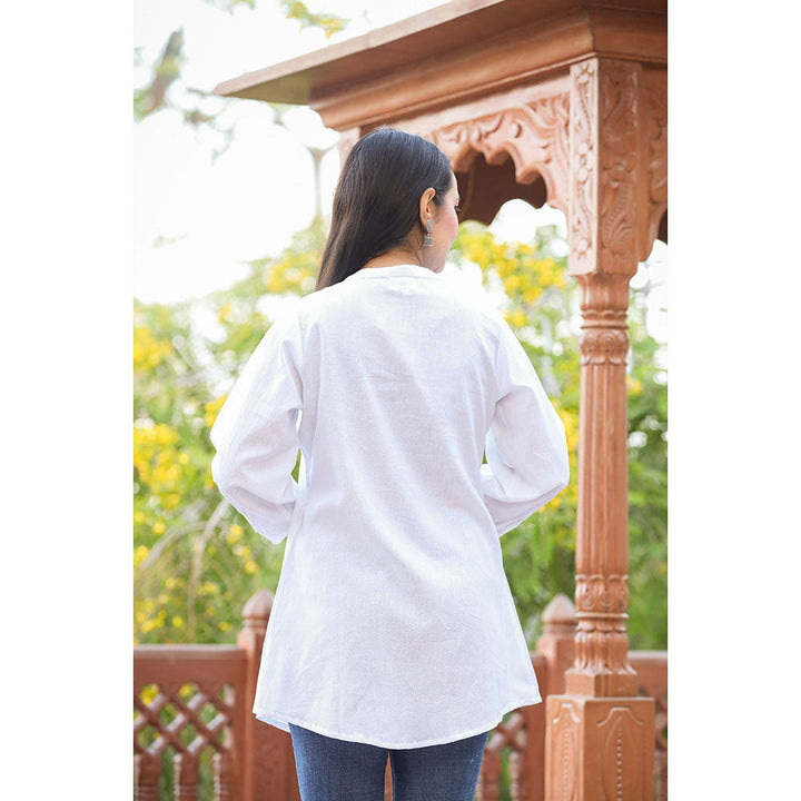 KAAJH Pastel White Cotton Tunic Top