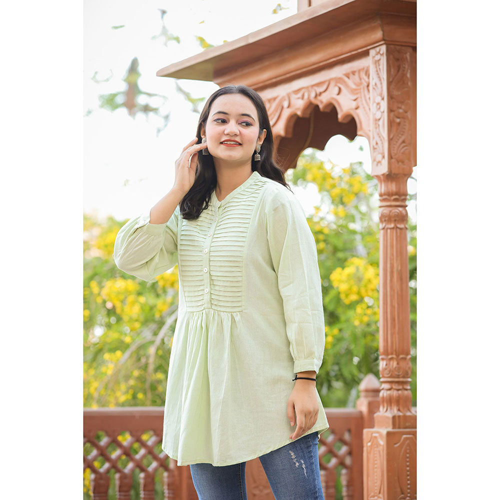 KAAJH Pastel Green Cotton Tunic Top