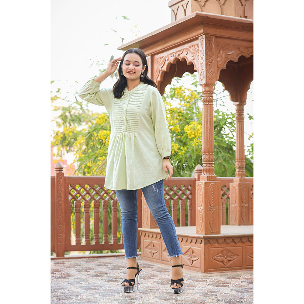 KAAJH Pastel Green Cotton Tunic Top