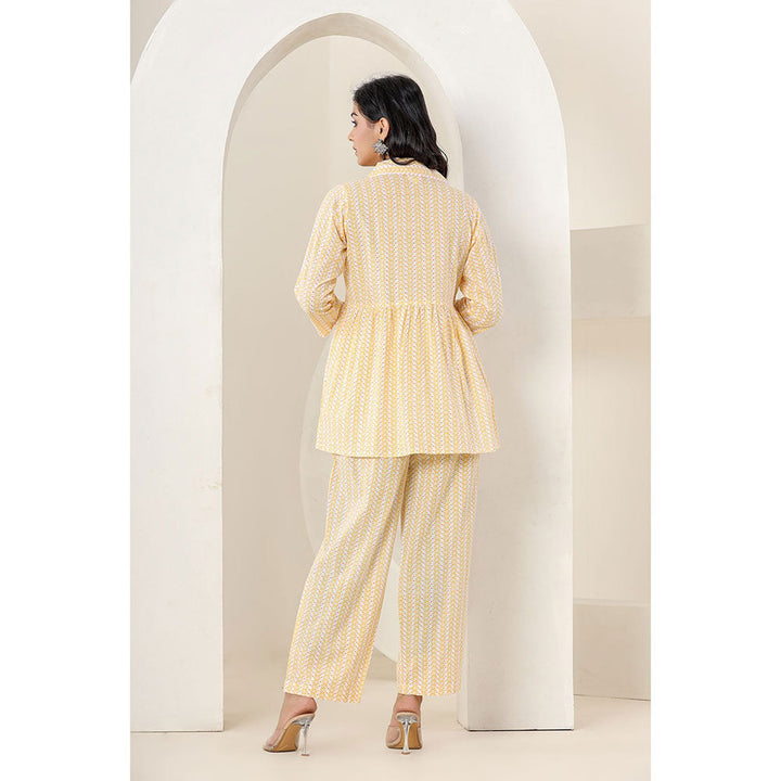 KAAJH Yellow Printed Cotton Co-Ord (Set of 2)