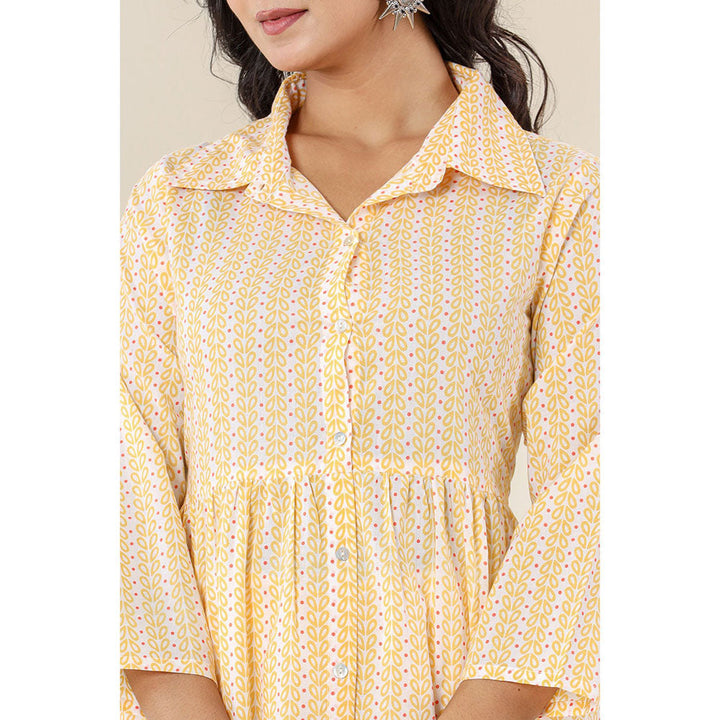 KAAJH Yellow Printed Cotton Co-Ord (Set of 2)