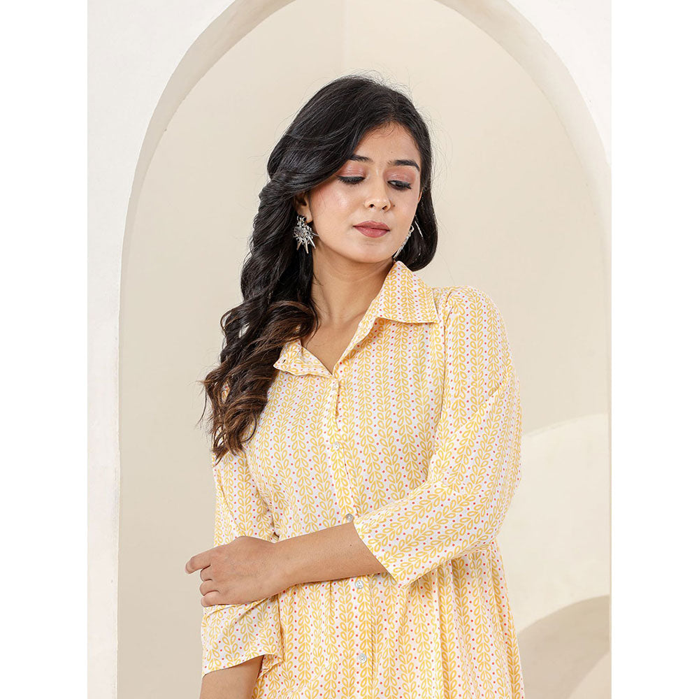 KAAJH Yellow Printed Cotton Co-Ord (Set of 2)