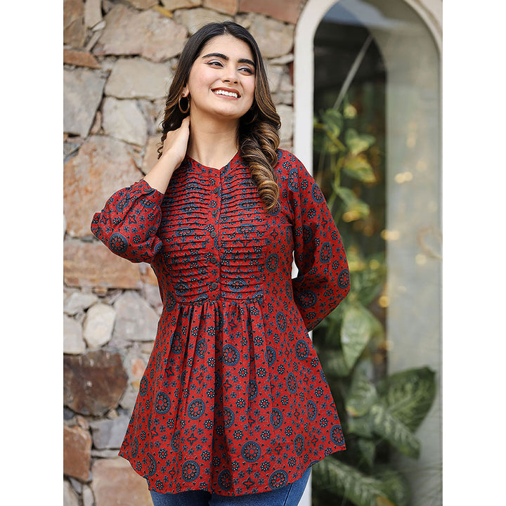 KAAJH Rust Printed Womens Rayon Tunic