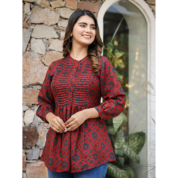 KAAJH Rust Printed Womens Rayon Tunic