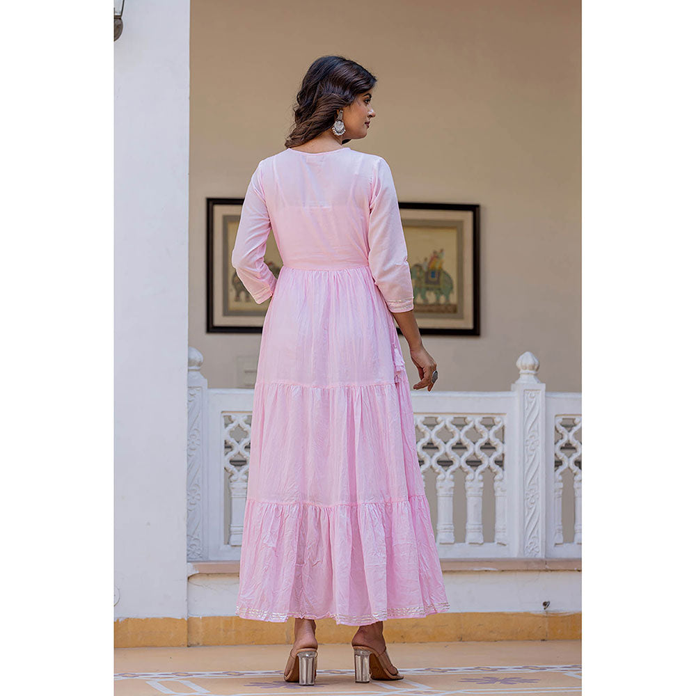 KAAJH Light Pink Embroidered Ethnic Dress