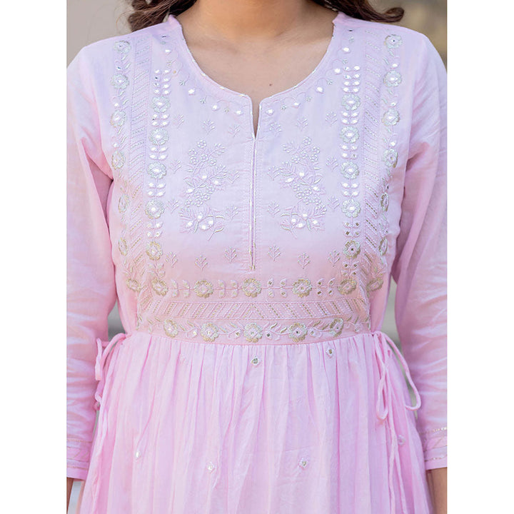 KAAJH Light Pink Embroidered Ethnic Dress