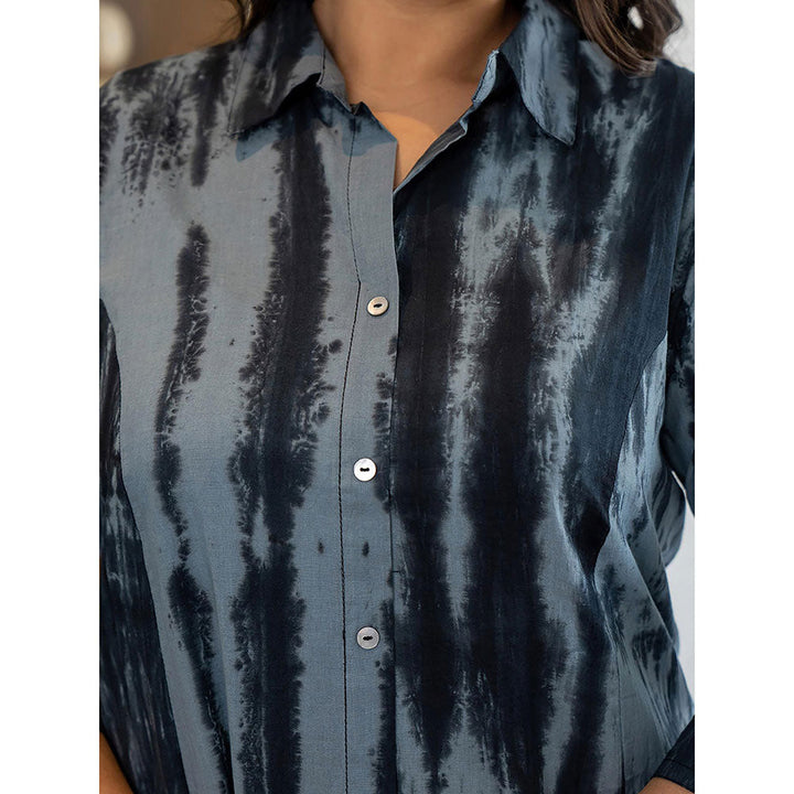 KAAJH Blue Tie Dye Printed Plus Size Cotton Kurta