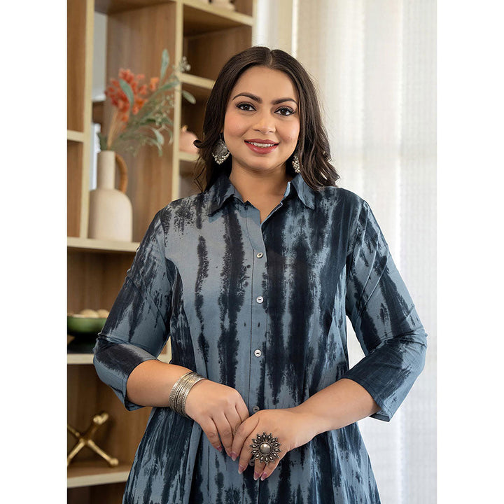 KAAJH Blue Tie Dye Printed Plus Size Cotton Kurta