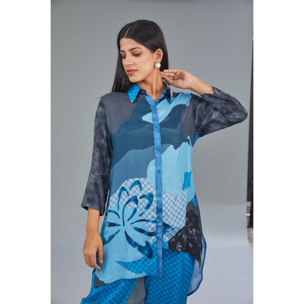 Kahani Lush Blue Printed Co-Ord (Set of 2)