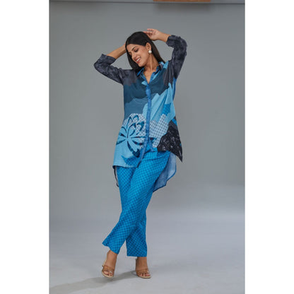 Kahani Lush Blue Printed Co-Ord (Set of 2)