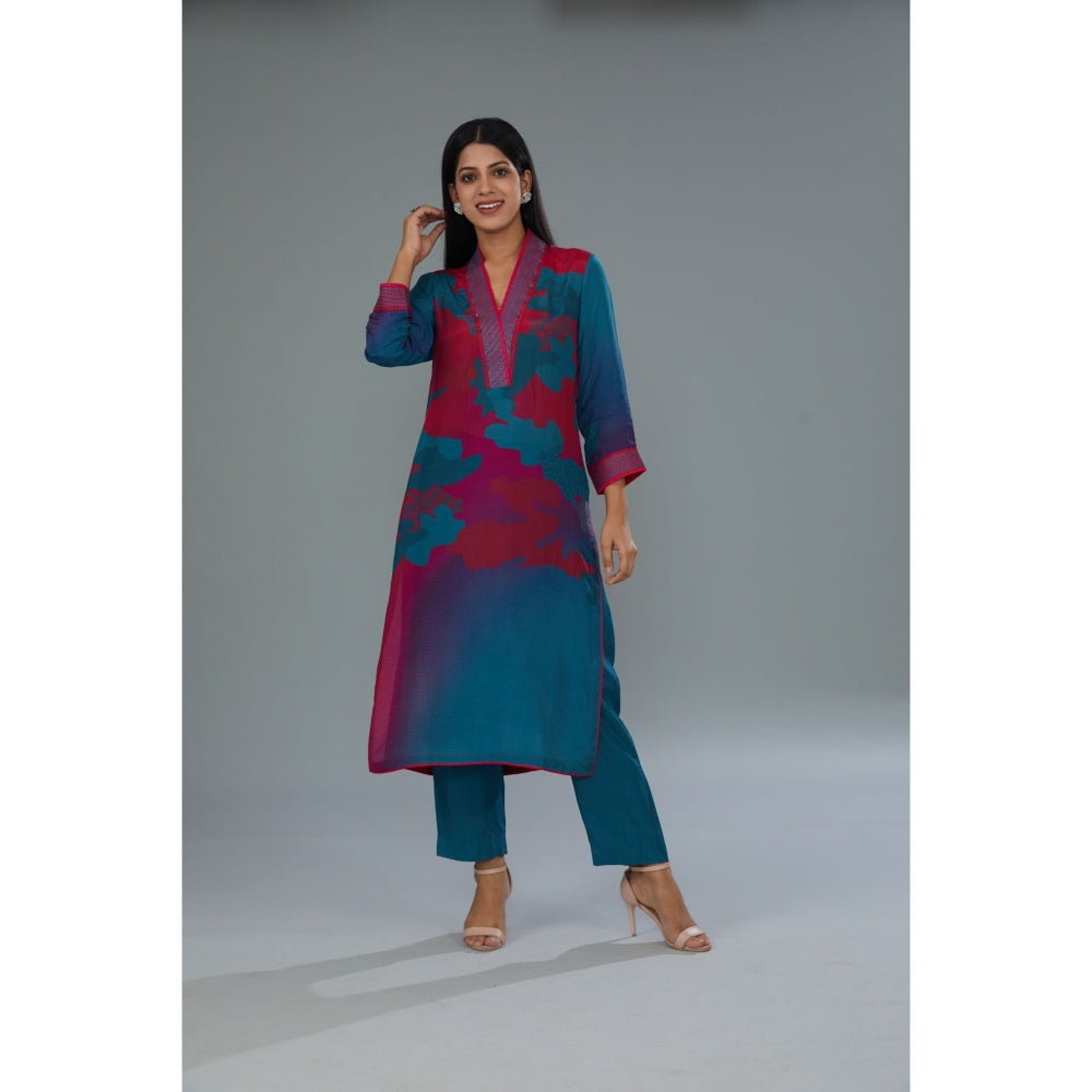Kahani Lush Blue Printed Co-Ord (Set of 2)