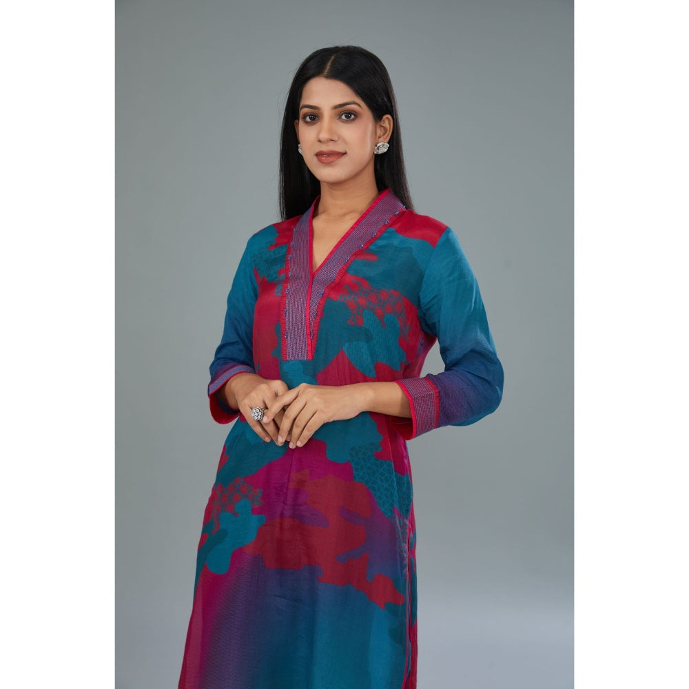 Kahani Lush Blue Printed Co-Ord (Set of 2)