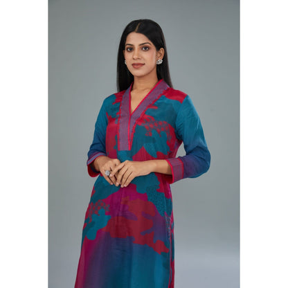 Kahani Lush Blue Printed Co-Ord (Set of 2)