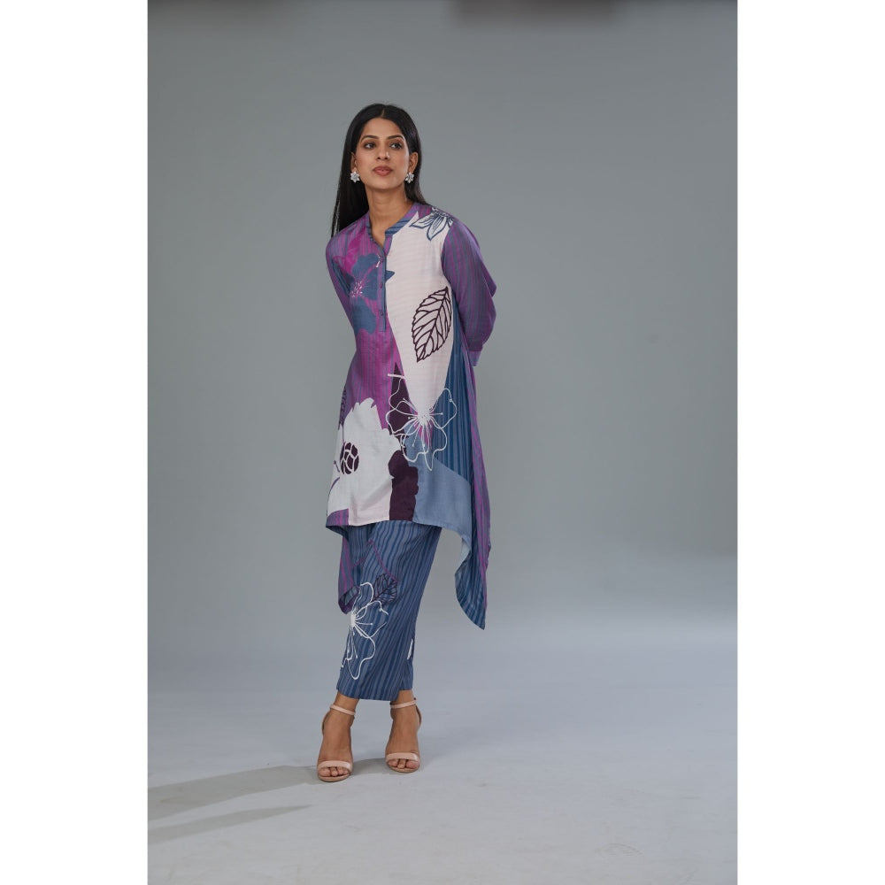 Kahani Lush Grey Floral Co-Ord (Set of 2)