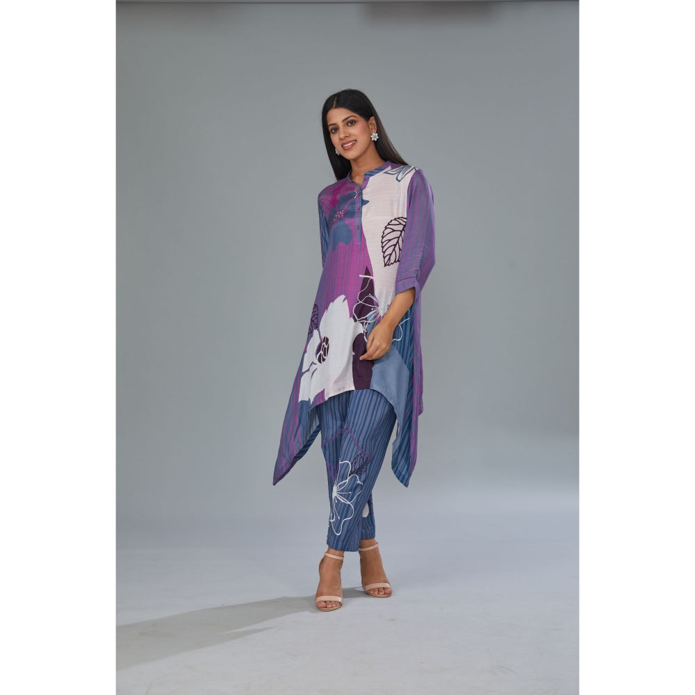 Kahani Lush Grey Floral Co-Ord (Set of 2)