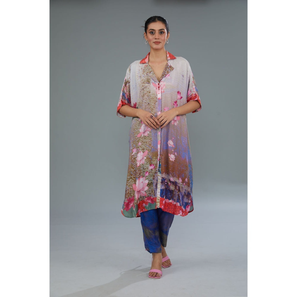 Kahani Lush Blue Floral Co-Ord (Set of 2)