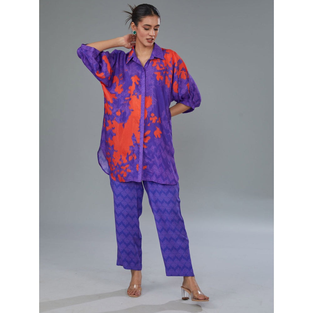 Kahani Lush Purple Printed Co-Ord (Set of 2)