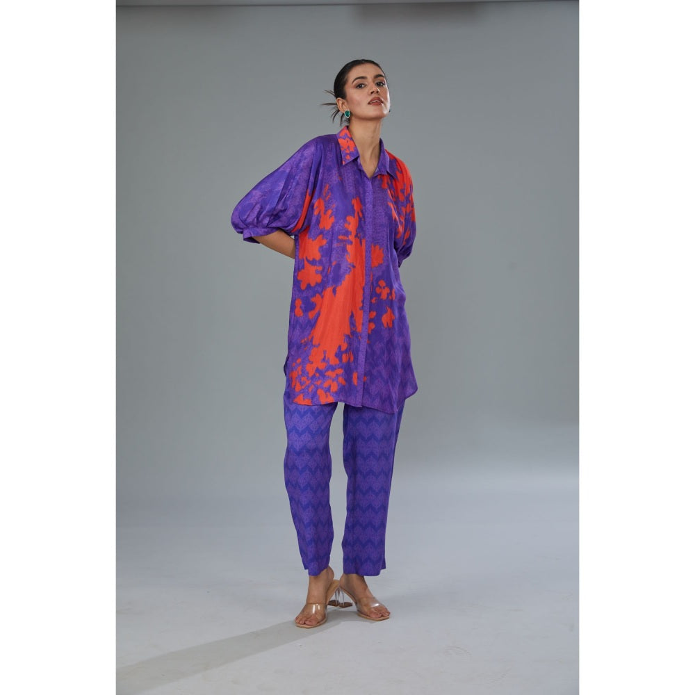 Kahani Lush Purple Printed Co-Ord (Set of 2)