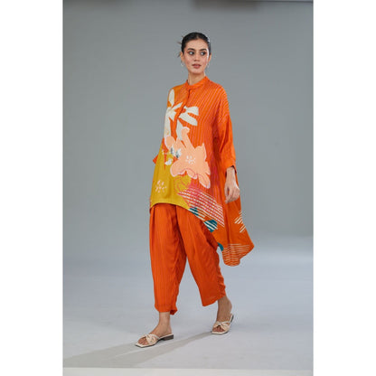 Kahani Lush Orange Floral Co-Ord (Set of 2)