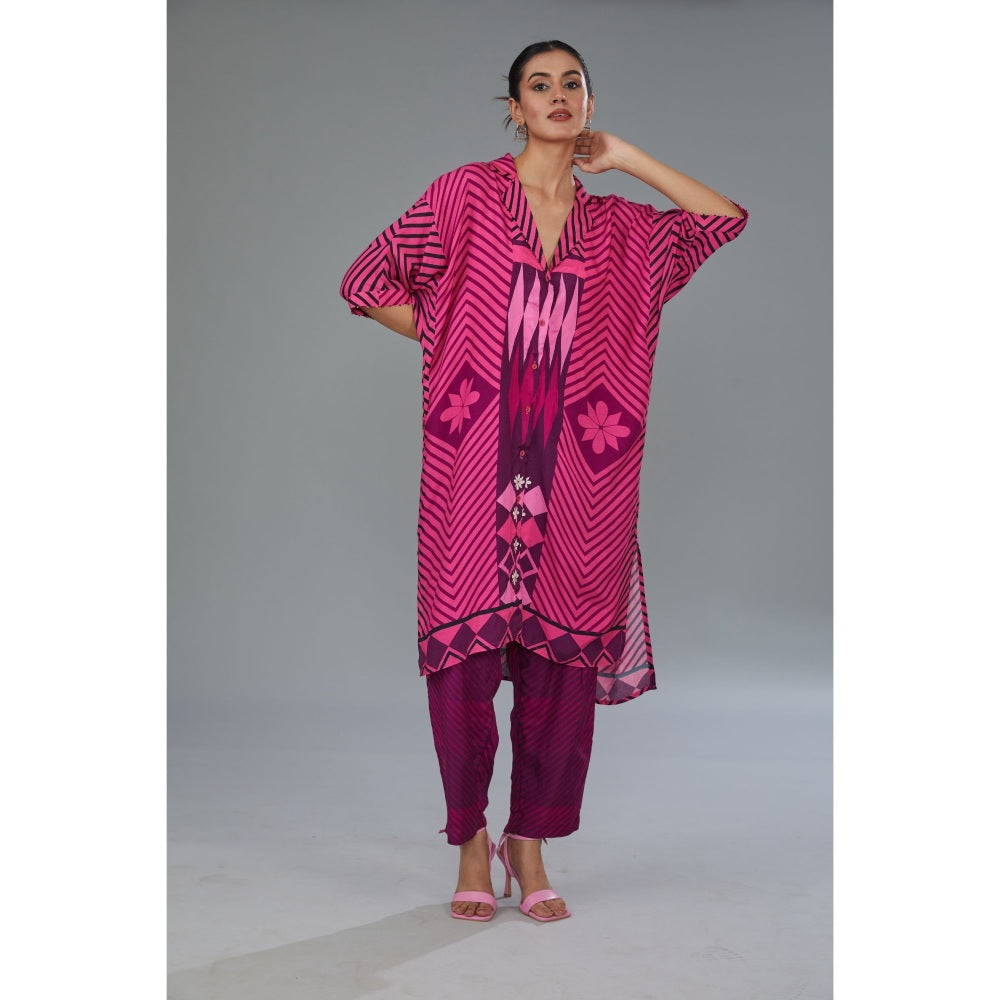 Kahani Lush Pink Floral Co-Ord (Set of 2)