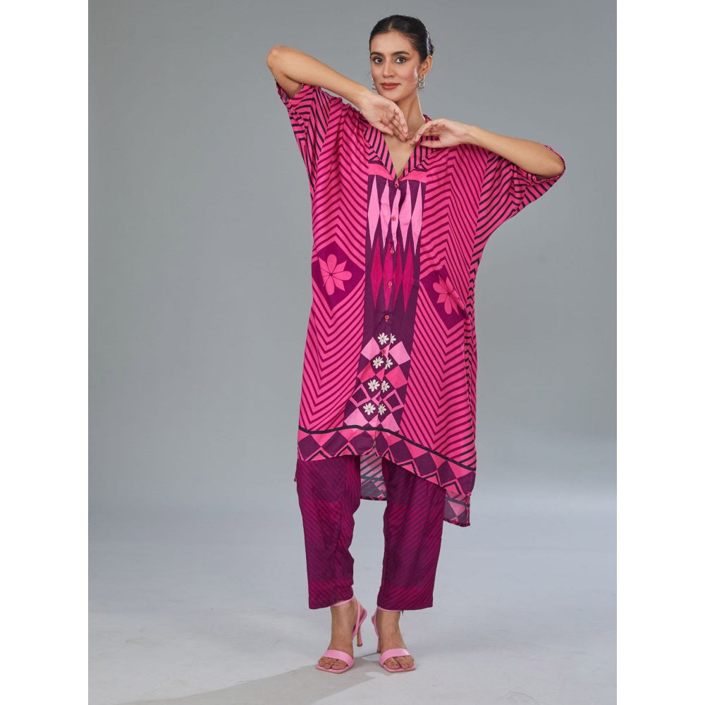 Kahani Lush Pink Floral Co-Ord (Set of 2)