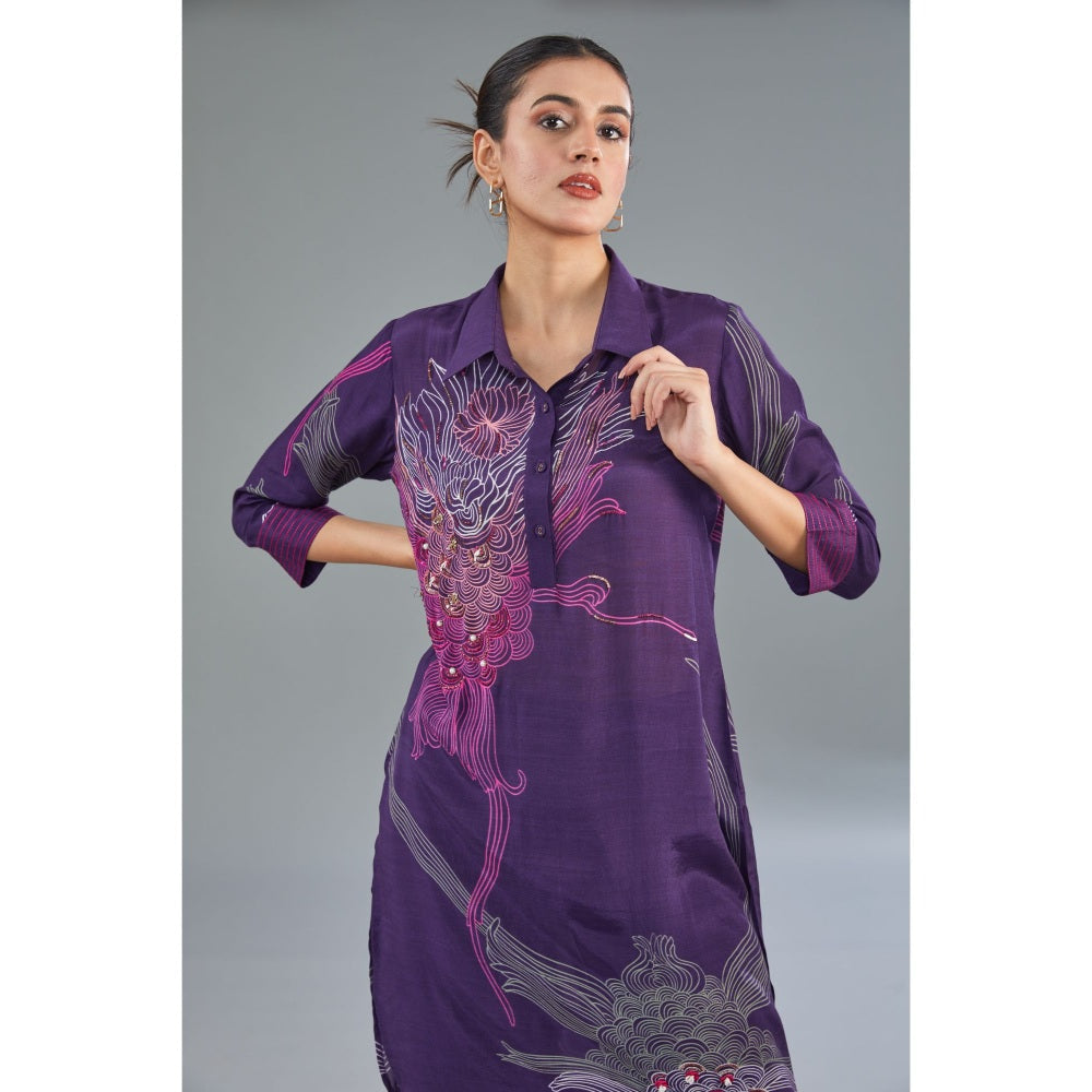 Kahani Lush Purple Printed Co-Ord (Set of 2)