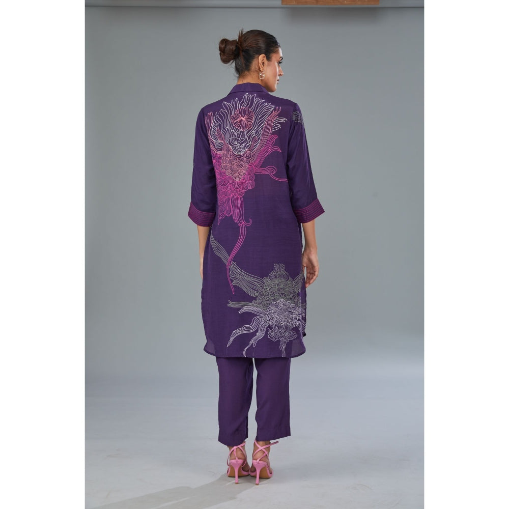 Kahani Lush Purple Printed Co-Ord (Set of 2)