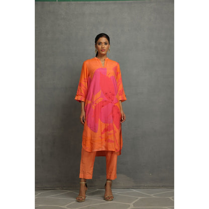 Kahani Lush Orange Floral Co-Ord (Set of 2)