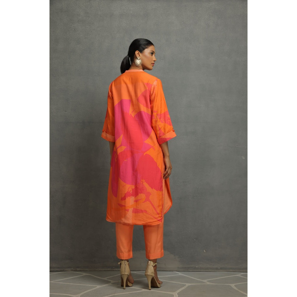 Kahani Lush Orange Floral Co-Ord (Set of 2)