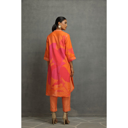 Kahani Lush Orange Floral Co-Ord (Set of 2)