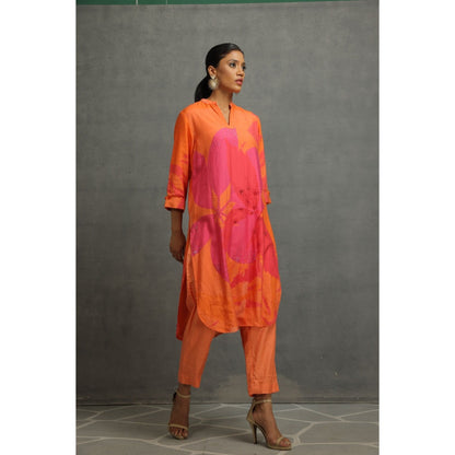 Kahani Lush Orange Floral Co-Ord (Set of 2)
