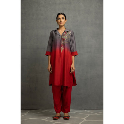 Kahani Lush Grey & Red Co-Ord (Set of 3)